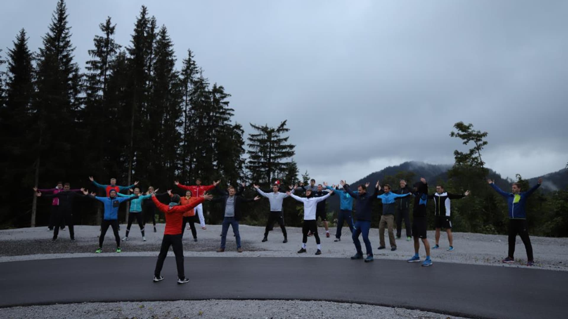 Company hike with Felix Gottwald
