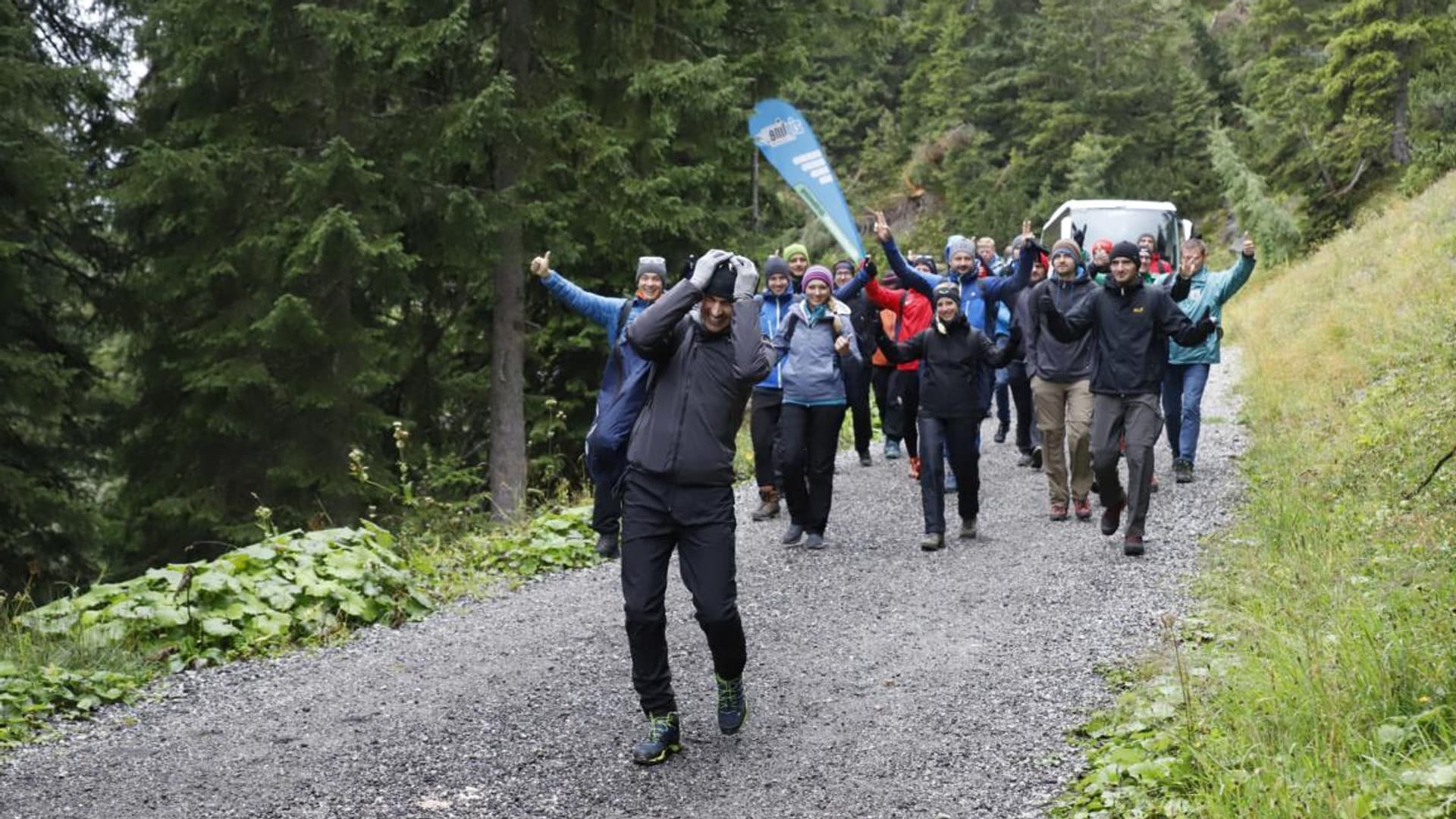 Company hike with Felix Gottwald