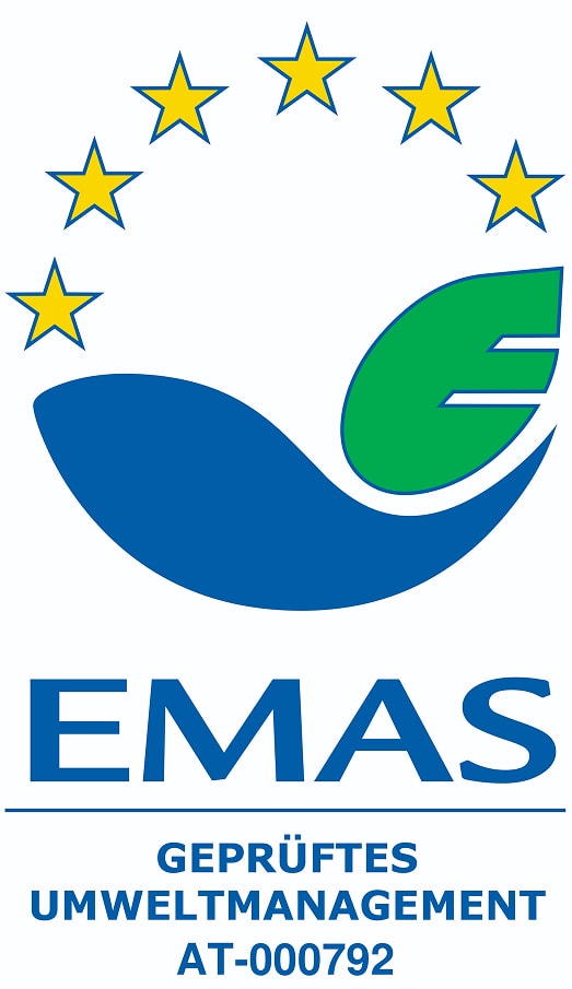 EMAS-Logo: geprüftes Umweltmanagement, Registriernummer AT-000792